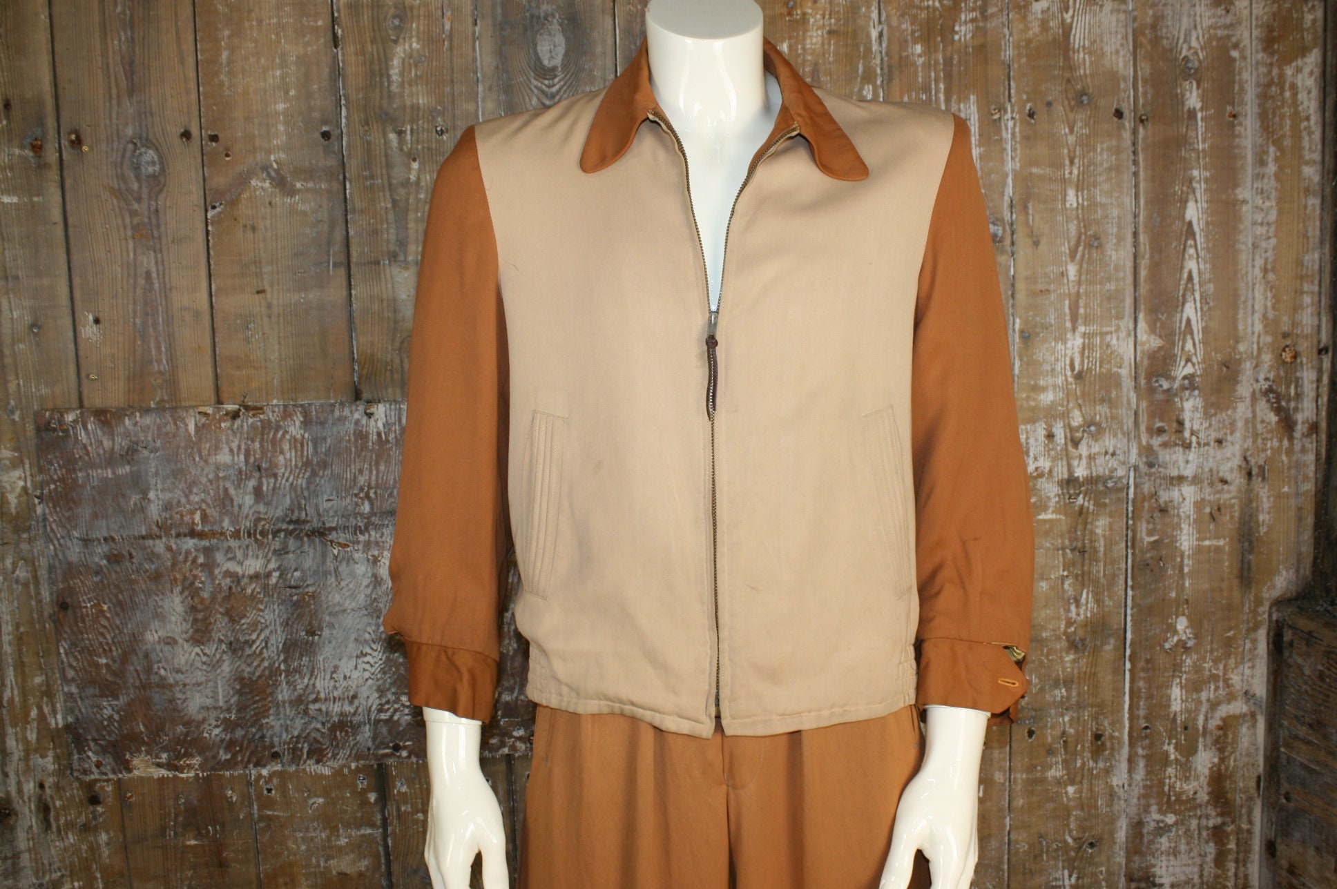 Vintage 1940s Buck Skein 2- Tone Gabardine Rockabilly