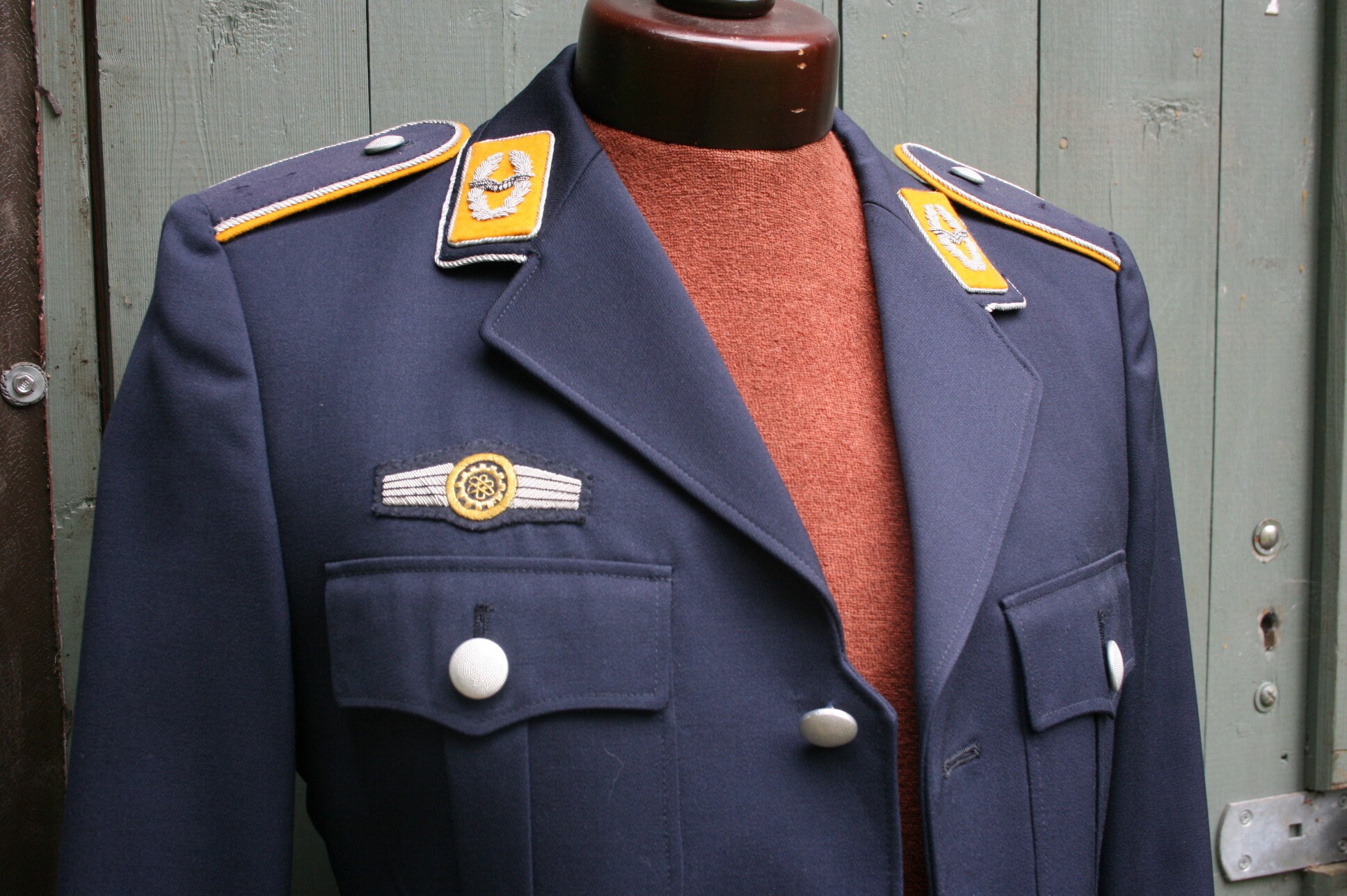 Image of Vintage Military/ Airforce Uniform Jacket, Size 38" Chest, Petrol Blue With Silver Buttons