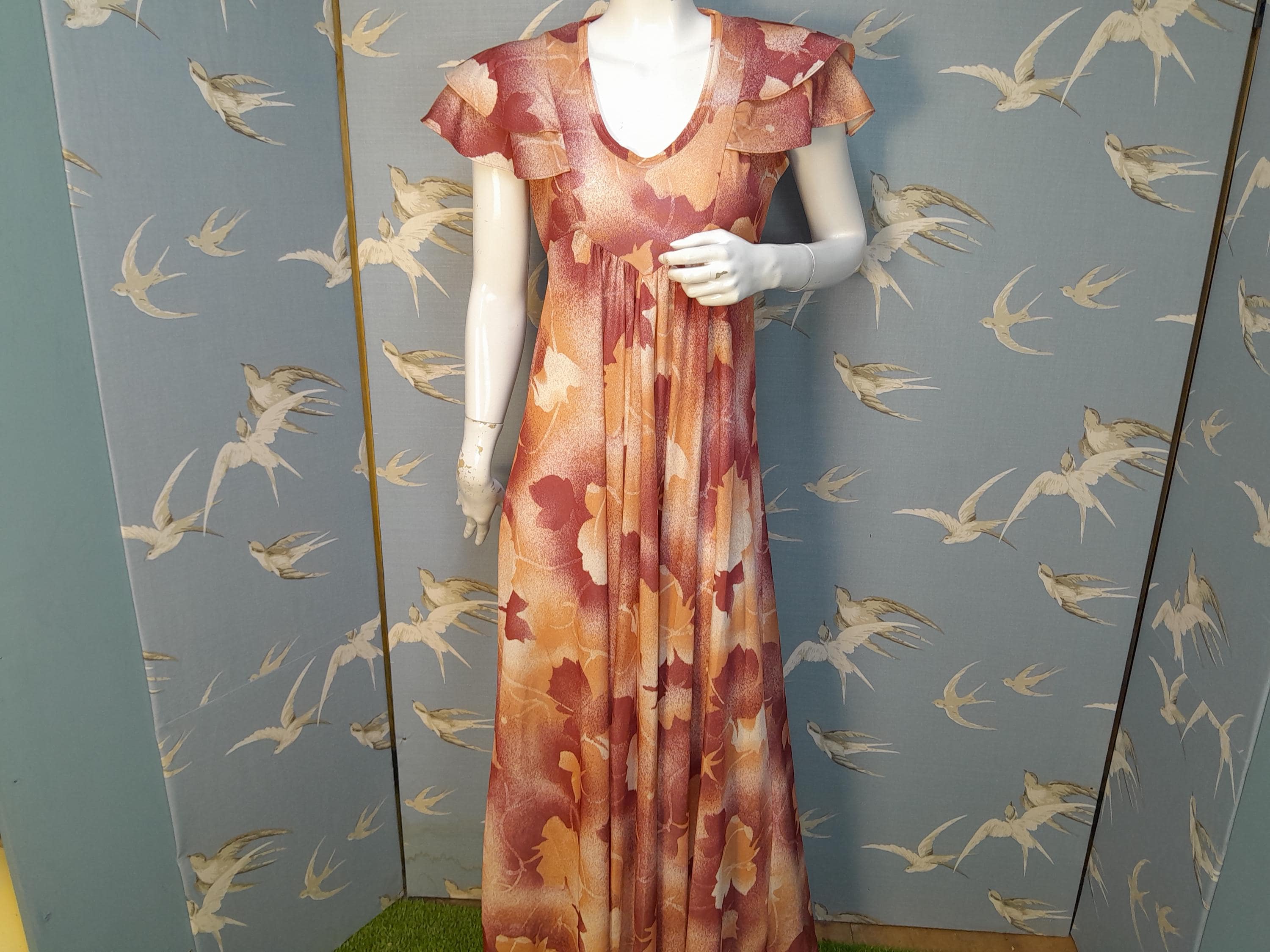 Vintage 1970s Mr Darren Dress, Pink Size 10 UK Angel Sleeve