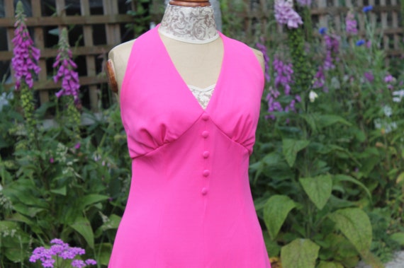 hot pink halter neck dress