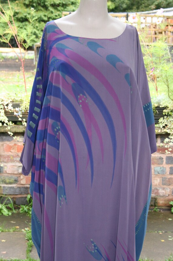 Plus size silk kaftan, oversized lilac/ purple abs