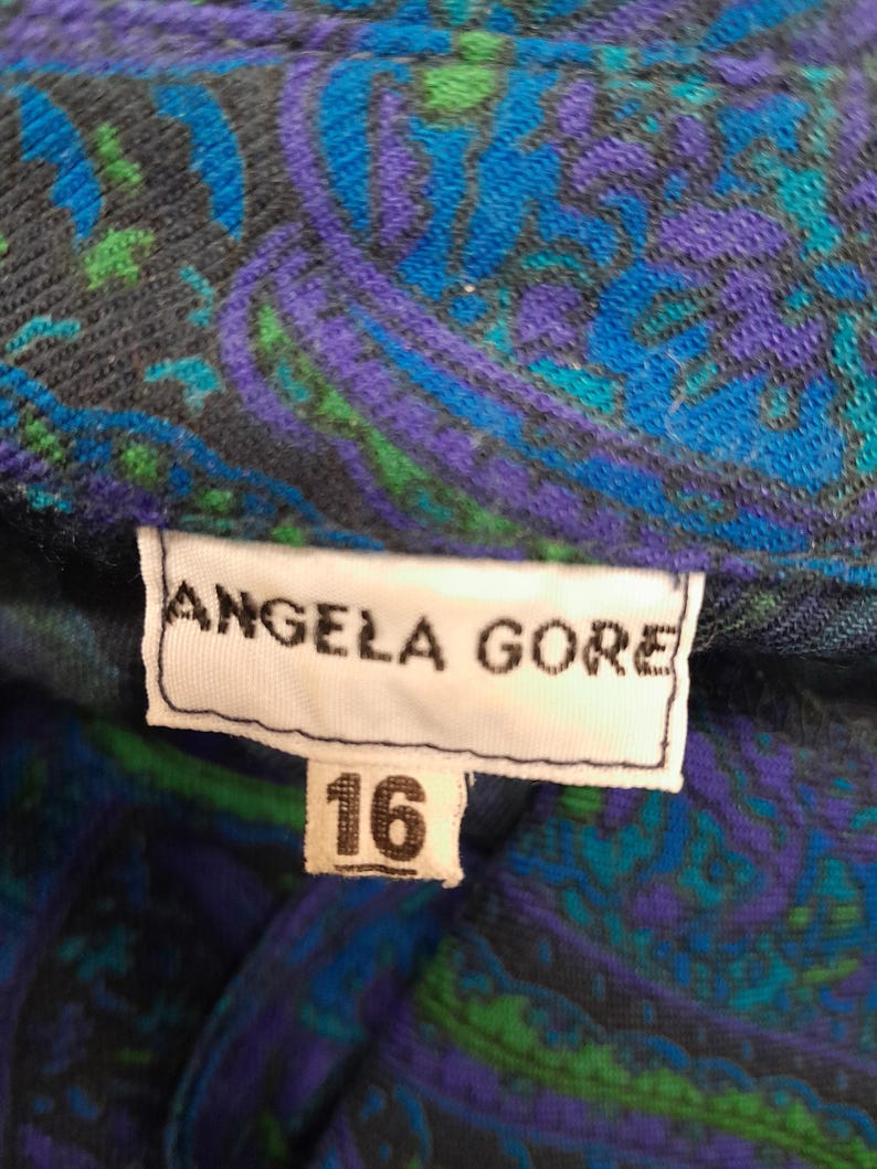 Plus Size Vintage 1970s/ 80s Angela Gore Dress, Size 16 UK/ 44