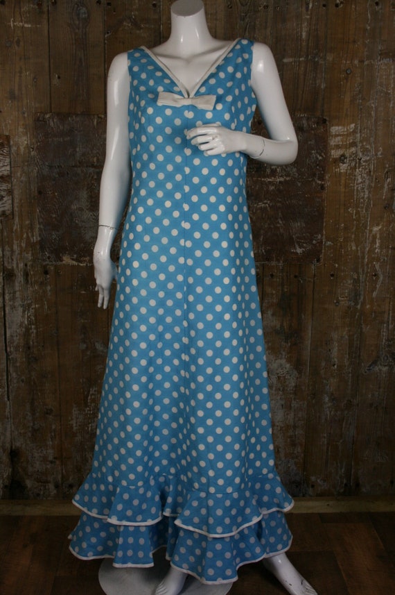 Vintage 60s/ 70s polka dot maxi dress, Cresta Cout