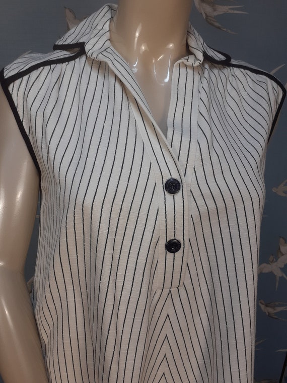 70s striped trapeze dress, Susan Small size 14 bl… - image 2