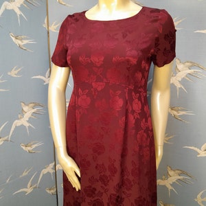 L vintage Laura Ashley 1990s wine red damask dress, size 14 UK, 40" bust