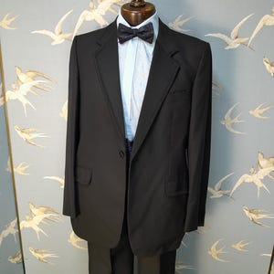 Vintage 1970s Hornes tuxedo/ dinner jacket, black wool mix tux jacket, 42- 44&quot; chest