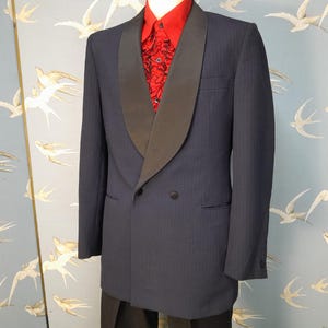 Vintage 1960s/ 70s dunkelblaue Abendjacke, 96- 102 cm Brustumfang, Knight of Tampere/ barker Textiles Finland