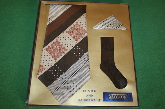 Deadstock vintage 70s mans Sammy gift set, brown … - image 1