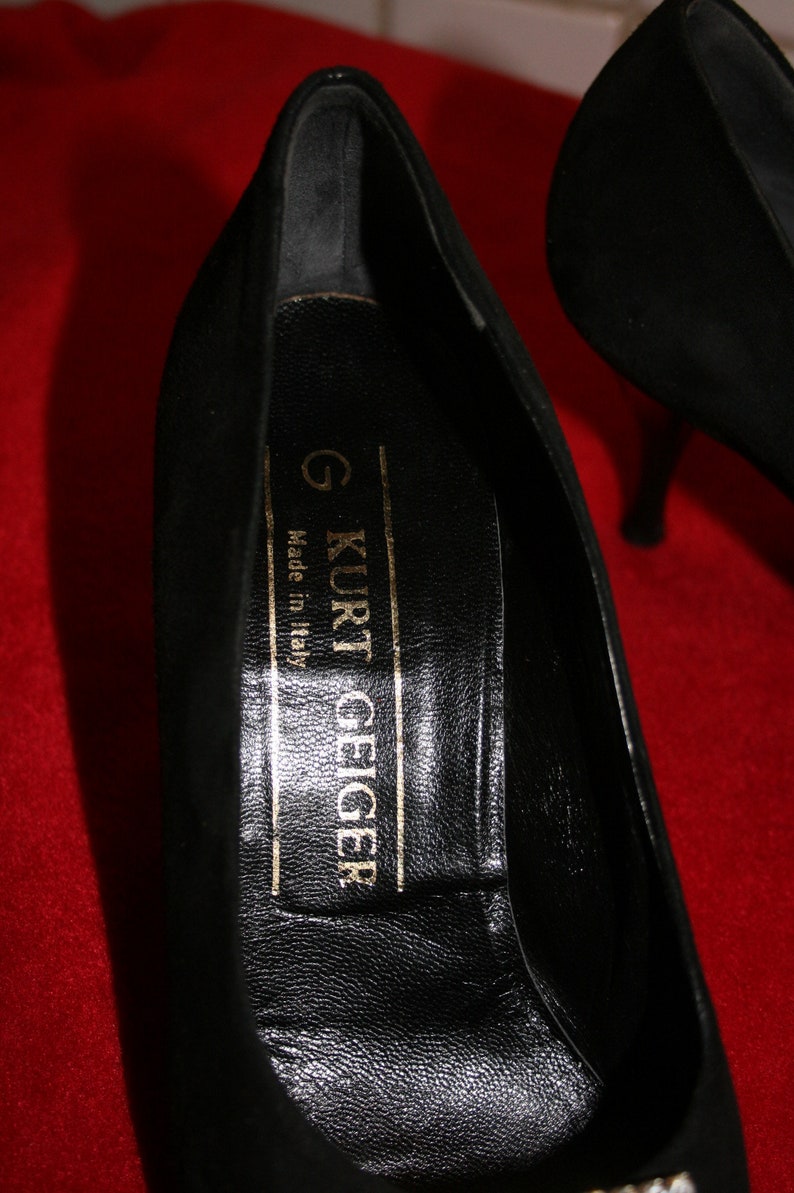 Kurt Geiger Shoes Vintage 1980s Stilettos Black Suede / Etsy UK