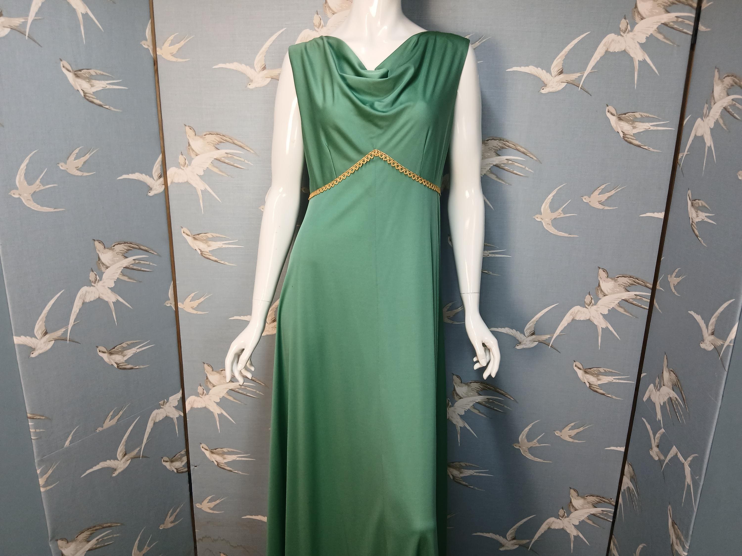 jade green slip dress Morgan Co. Charmeuse Cowl Neck Midi Homecoming Dress, Womens, M, Jade main image 0