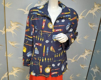 XL Vintage 90s Betty Barclay novelty print jacket, size 16- 18 UK, 45" bust