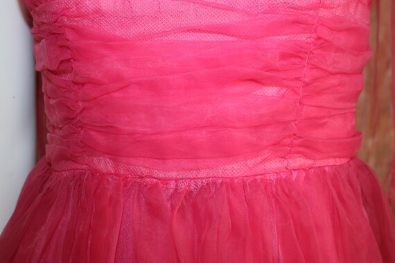Petite 1950s Pink Chiffon Prom Dress 