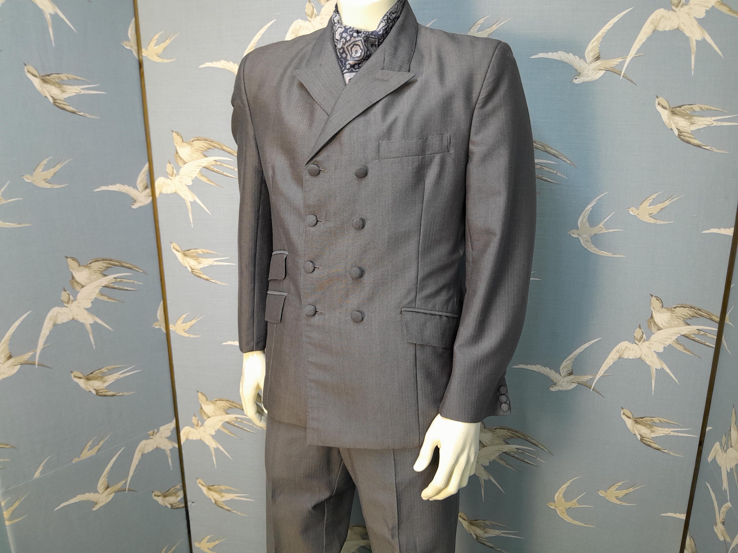Mens 1960s Mod Suit, Vintage Original Pinstripe Double Breasted
