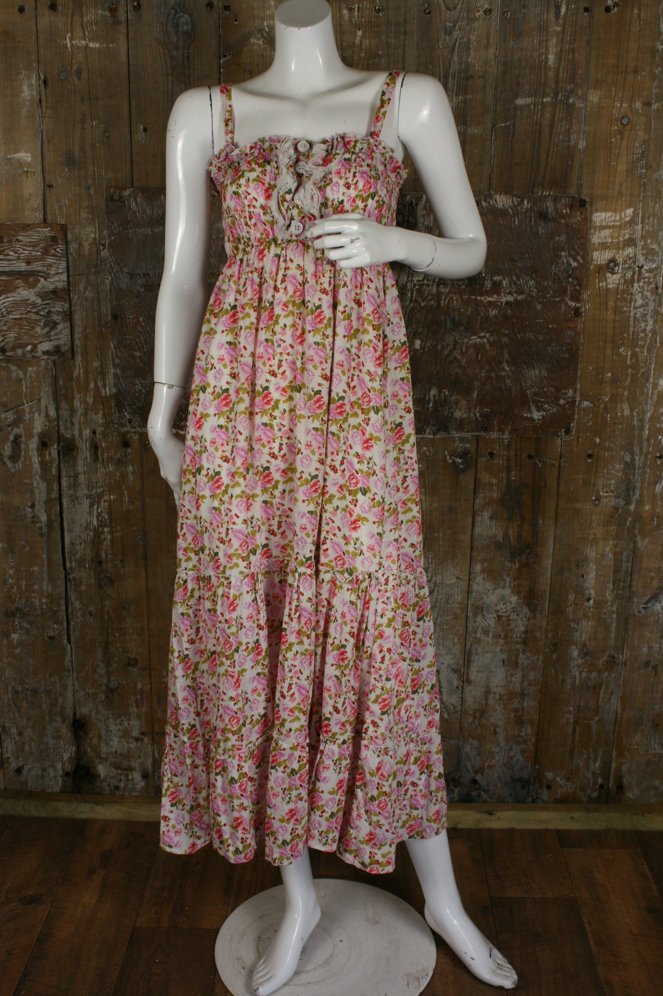 90s Does 70s Midi Sundress Boho Floral Strappy Summer Dress - Etsy UK