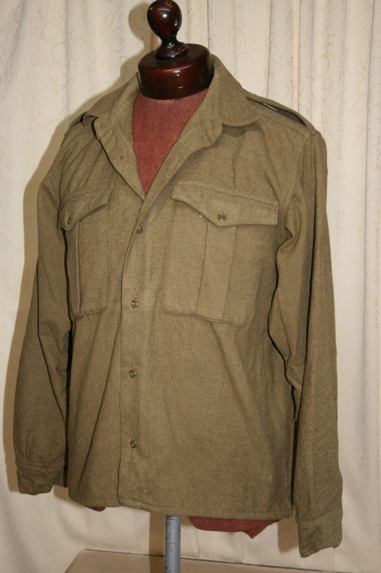Image of Vintage Army Shirt, 1965 Size 15.5 Collar Thick Flannelette Combat 1960S