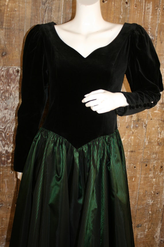 XS/ S Vintage 80s Laura Ashley velvet/ taffeta co… - image 4