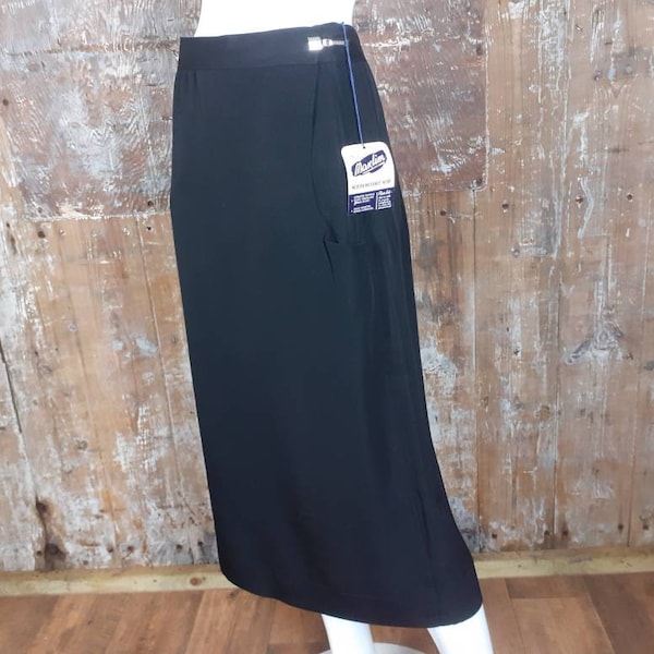 Deadstock vintage 50s black crepe maternity skirt, Maxlim Modern Maternity Wear, size 16 UK, 42 EU