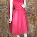 Petite 1950s pink chiffon prom dress, size 6 UK/ 32' bust back drape vintage cocktail dress