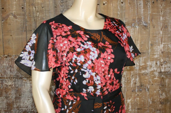 Plus size vintage 70s maxi dress, black/ red wist… - image 4