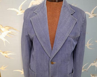 Vintage 1970er Jahre Jeansjacke im Western-Stil, Sheplers Blazer mit breitem Revers, 44L