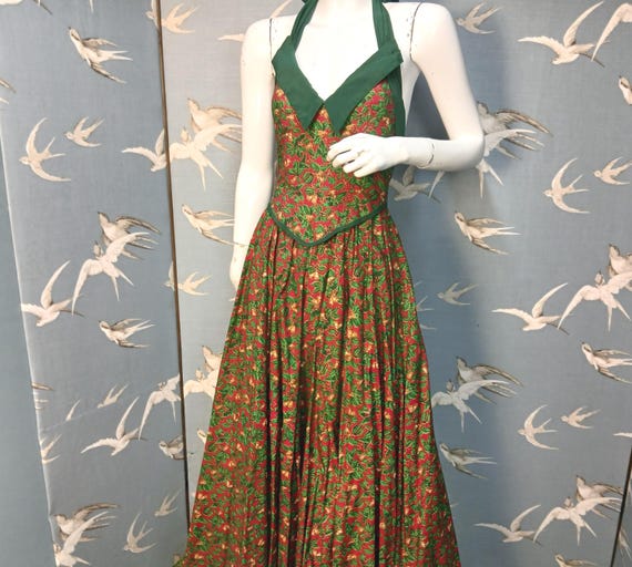 Vintage 1980s Christmas Dress, Xs/ UK 6/ 32" Bust, See Item Details for All Measurements