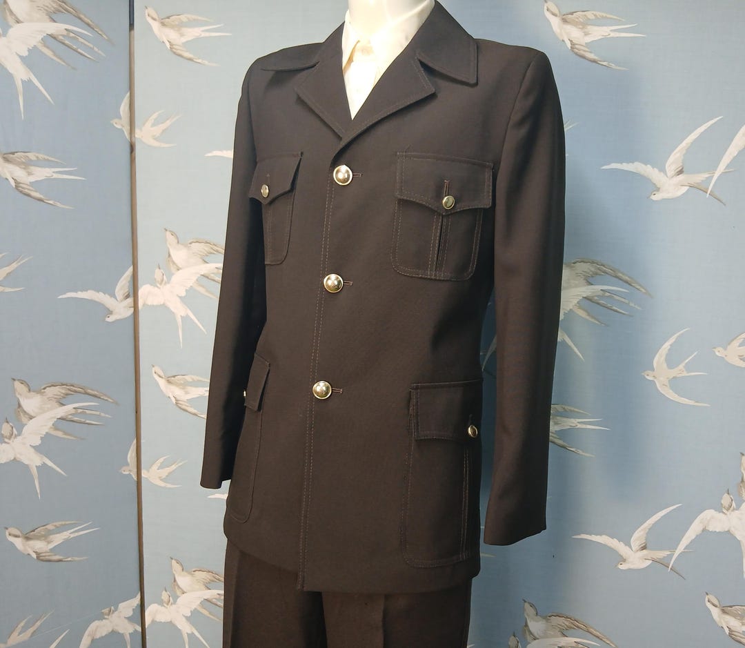 1970s Khaki Safari Pant Suit