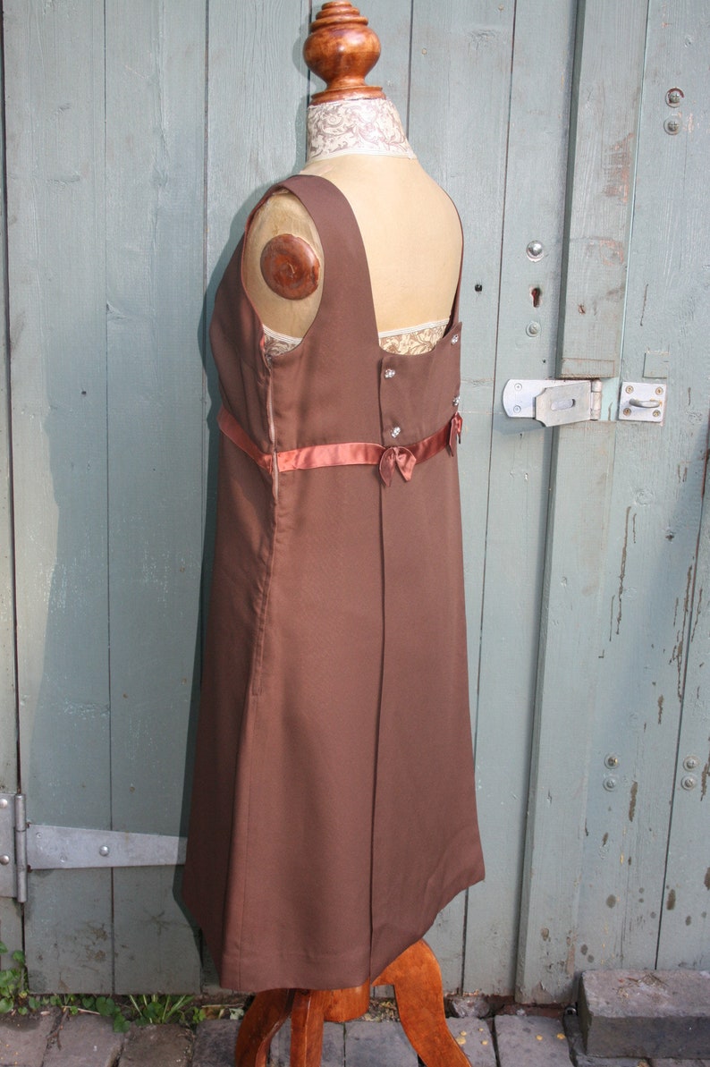 nice back detail Vintage 60s brown cocktail dress Melbray of London