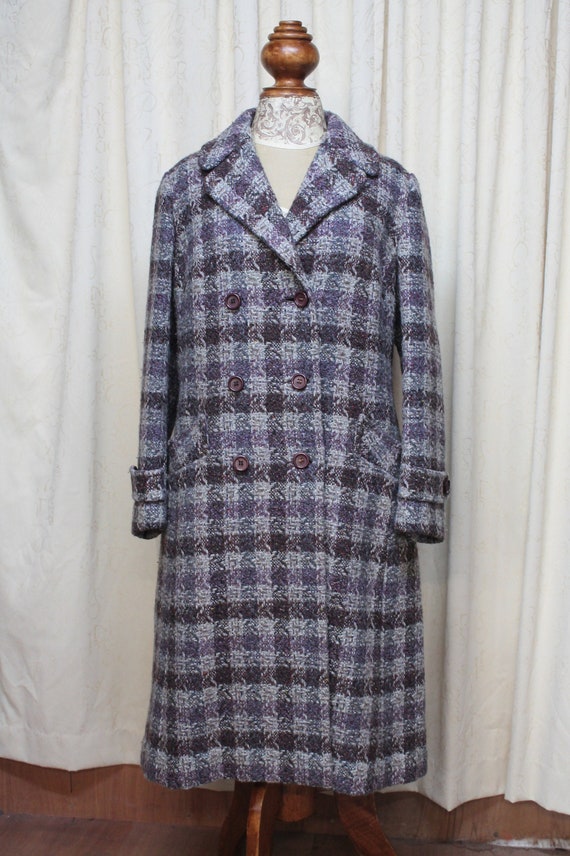 Vintage 60s/ 70s Wool tweed coat, grey/ heather ch
