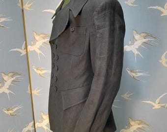Vintage 1980s/ 90s Workers for Freedom Black Linen Jacket