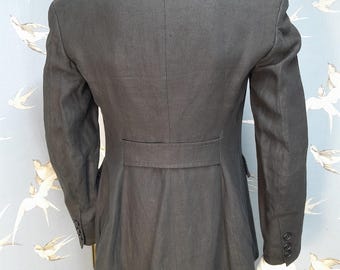 Vintage 1980s/ 90s Workers for Freedom Black Linen Jacket