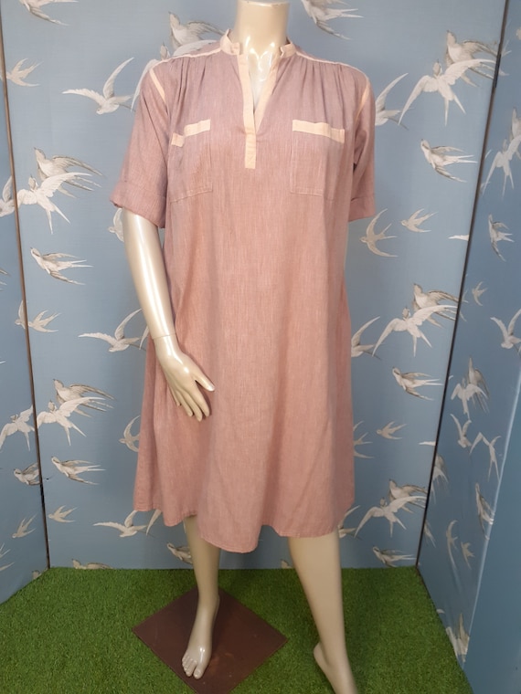 Vintage 70s Susan Small Loose Fitting Striped Cotton Mix Vintage 70s Susan Small Loose Fitting Striped Cotton Mix