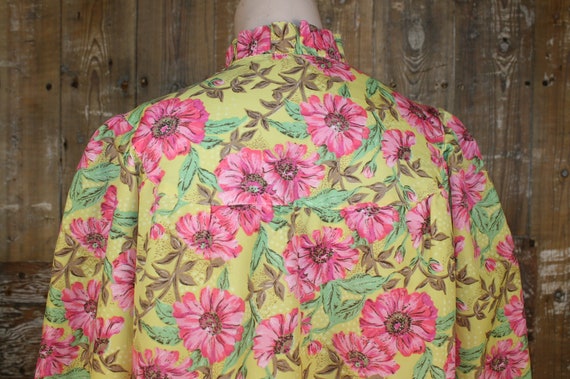 Vintage 50s housecoat, acetate/ rayon pink/ yello… - image 8