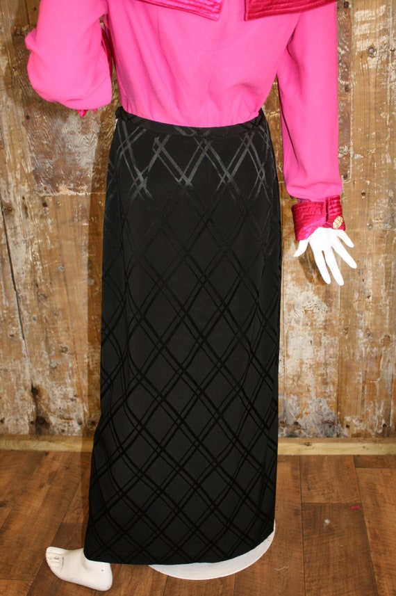 Vintage black satin maxi skirt, 60s/ 70s Dereta L… - image 8