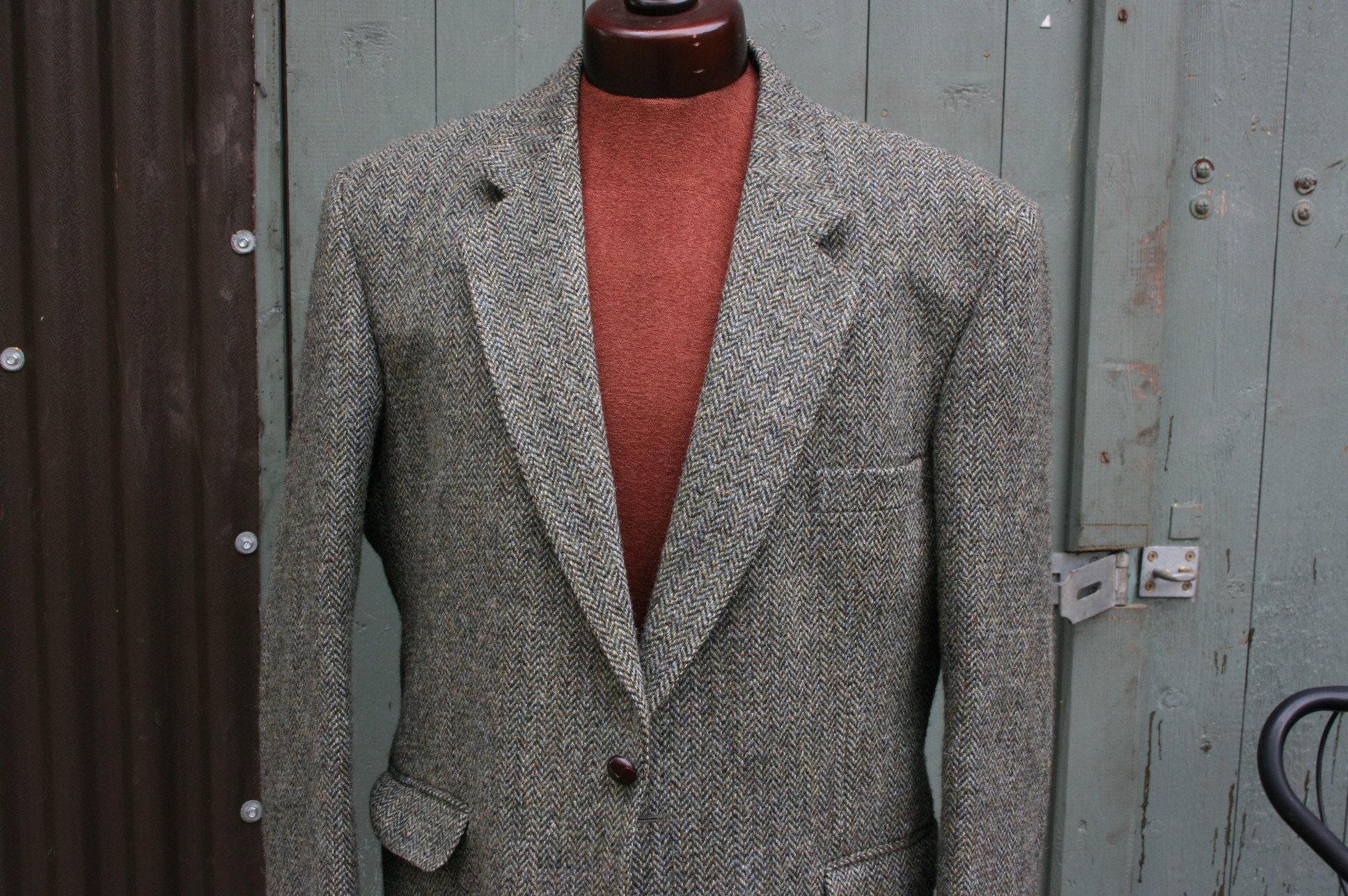 Image of Vintage Mans Harris Tweed Jacket, Size 46 Reg, Alpha Plus All Wool Scottish Tweed