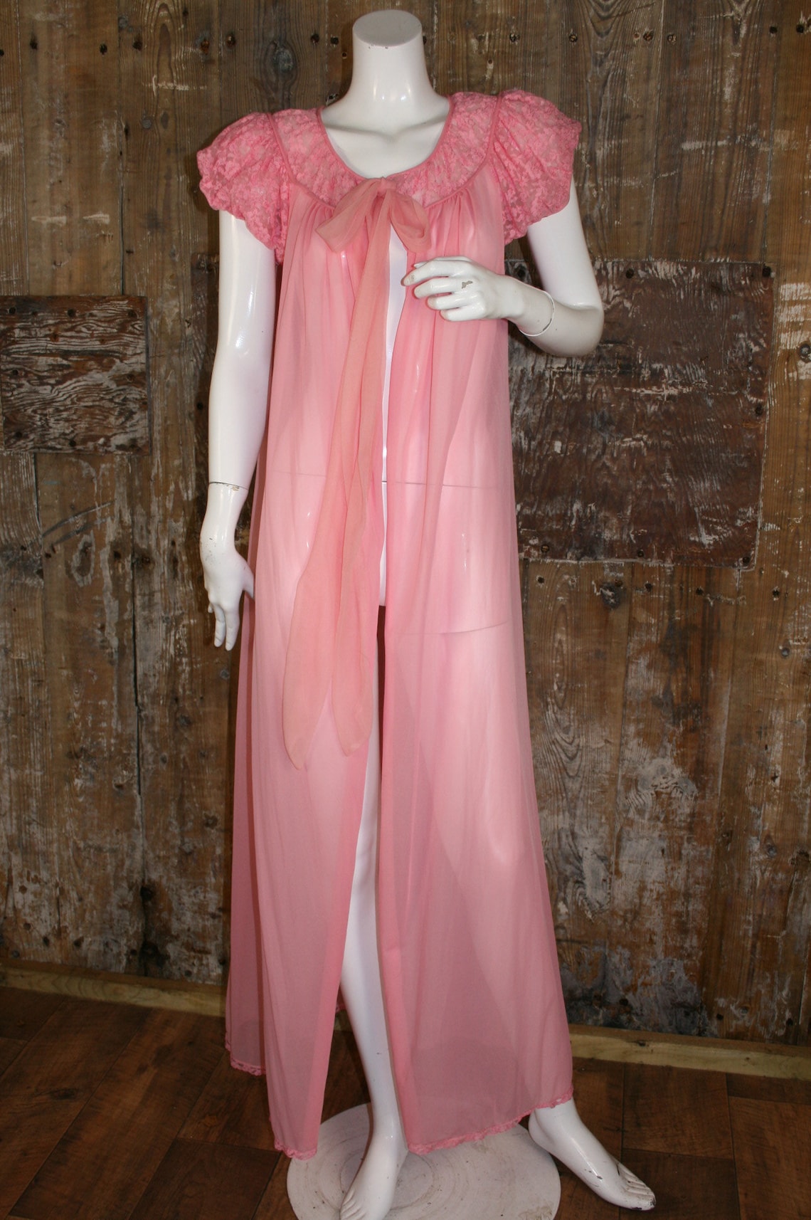 Vintage 60s 70s Pink Nylon Negligee Housecoat St Michael Etsy