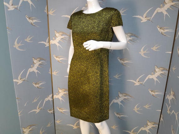 green cocktail dress size 14 Vintage 1950s/ 60s Olive Dress, 12- UK/ 41
