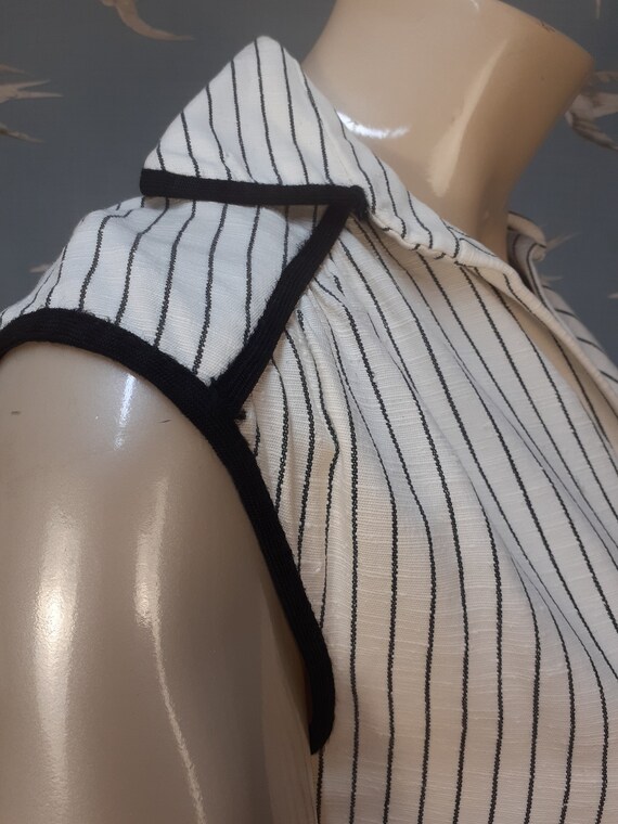 70s striped trapeze dress, Susan Small size 14 bl… - image 7