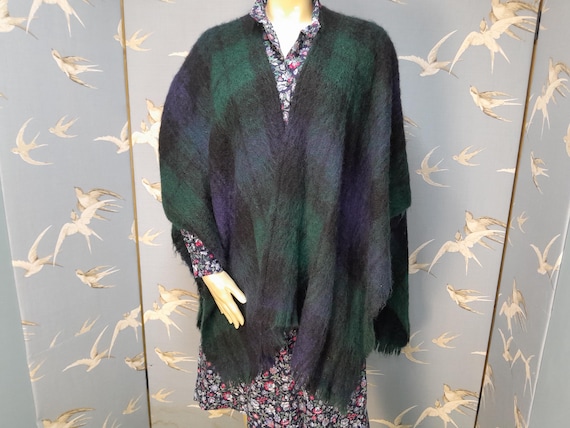 Vintage James Pringle Mohair/ Wool Tartan Shawl/ Scarf/ Poncho