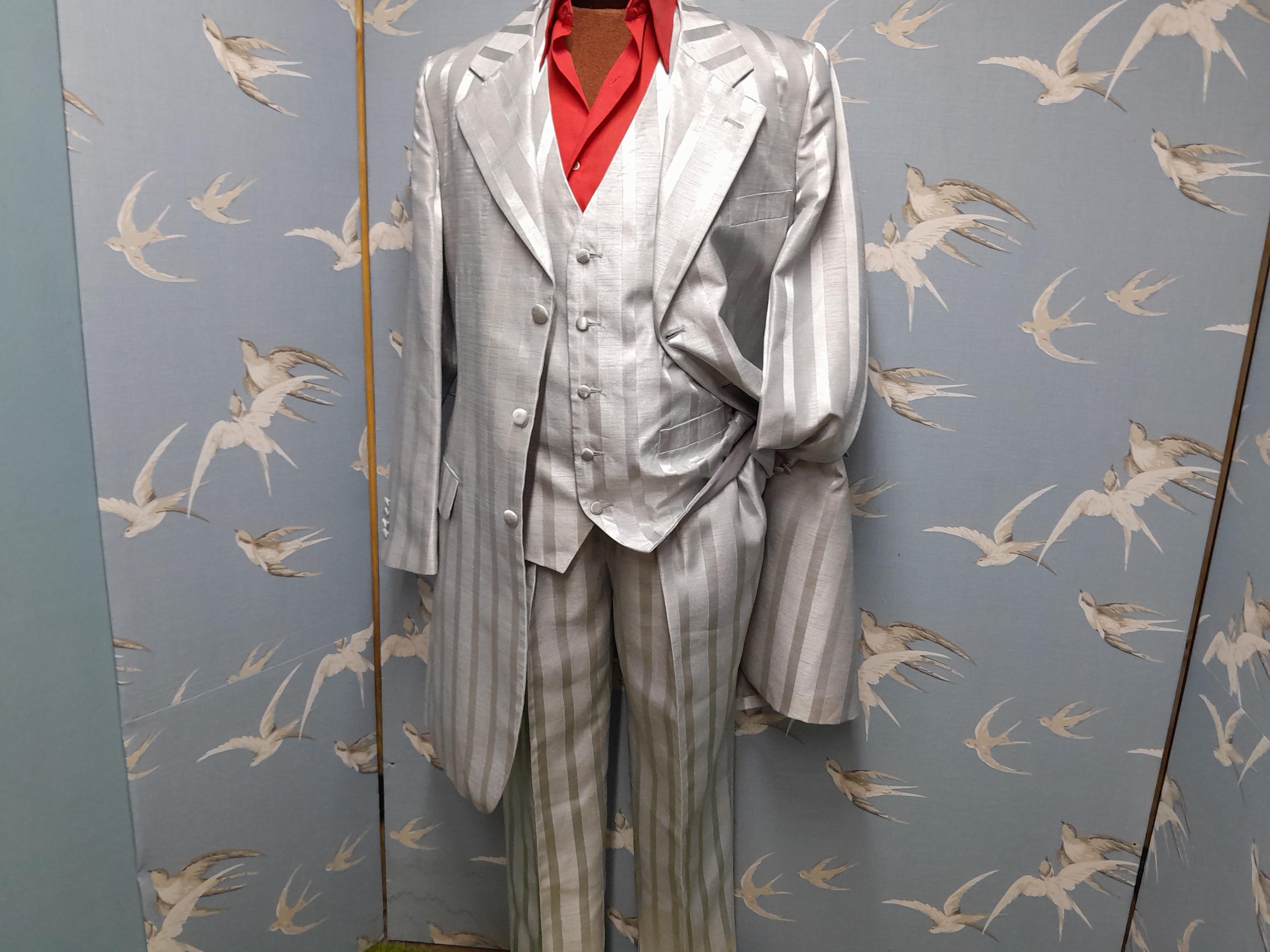 Retro 3 Piece Grey Zoot Style Suit, 38- 40