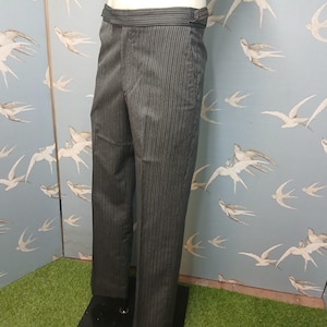 パンツ 70s~80s Vintage nep stripe wool slacks Vintage Striped Wool Mix Morning Suit Trousers, 1980s/ 90s Retro