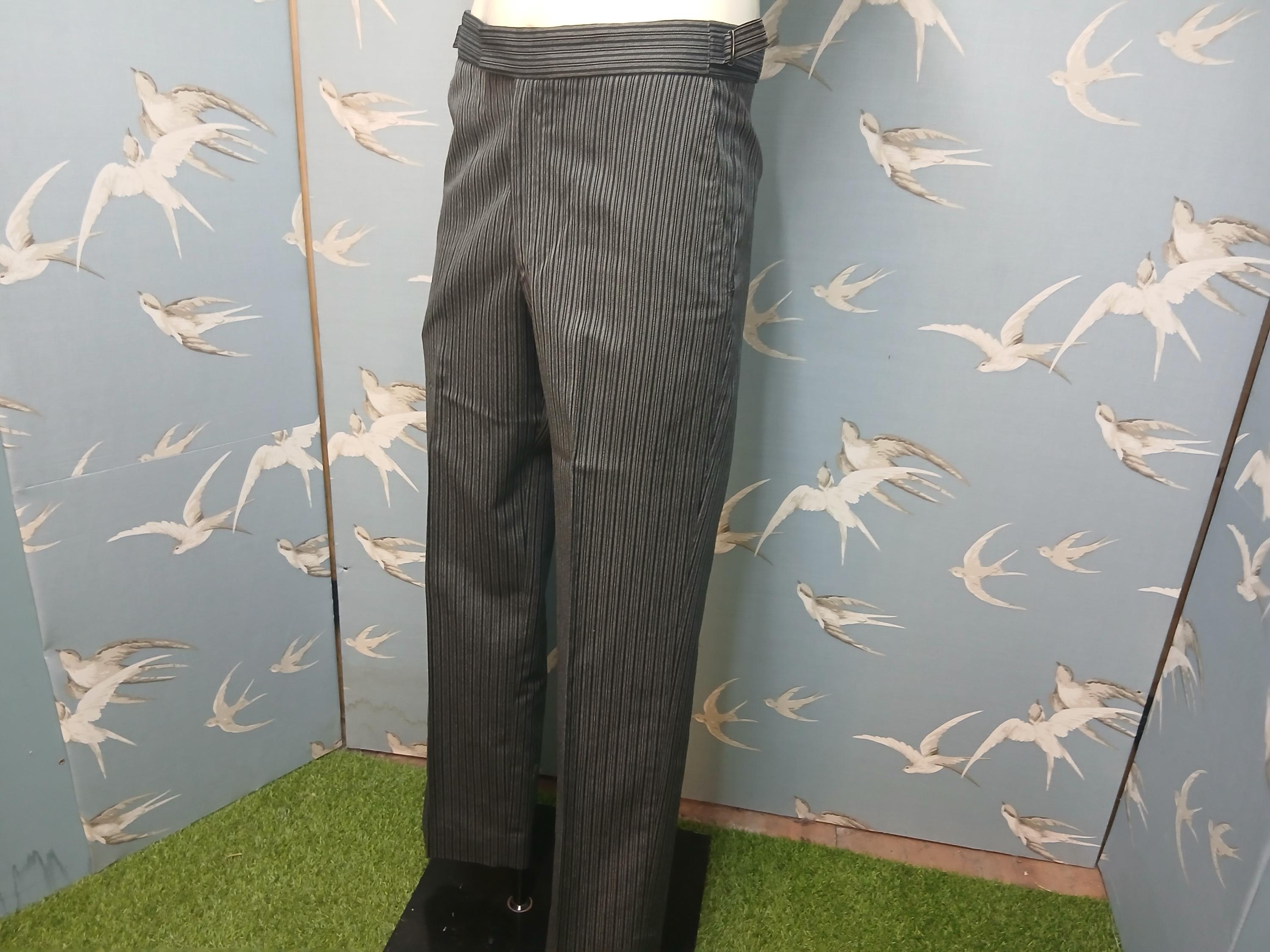 Vintage Striped Wool Mix Morning Suit Trousers, 1980s/ 90s Retro