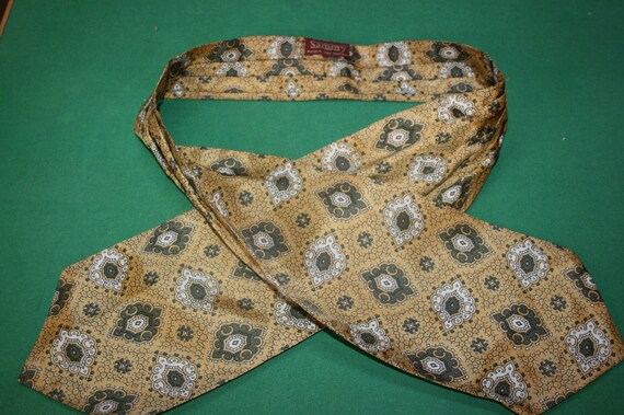 Cream and Gold Abstract Paisley Ascot Cravat Neck Tie by Sammy Men/'s Vintage 70/'s Brown Burgundy Black