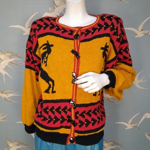 Vintage 90s rave/ festival cardigan, Felizzi! hand loomed cotton cardi/ sweater, 40&quot; bust/ oversize Small