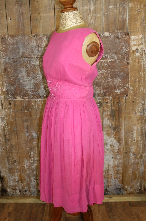 Vintage 50s pink chiffon dress, R & K originals p… - image 6