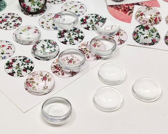 12mm Cabochon Clear Glass Tiles Domes Transparent Cover Cabs for DIY Jewelry Making Earrings Pendants Rings