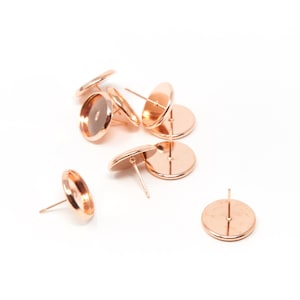 10 Stück 12mm Rosegold Ohrstecker Rohling, Blank Ohrstecker Basis, Roségoldfarben für 12mm cabochons,