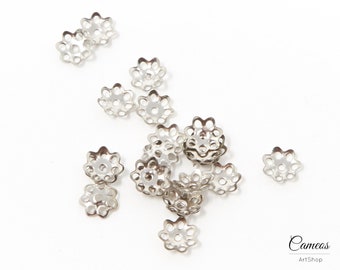100 Stück 6mm EisenPerlenkappen, Blume, Platinfarbene Perlenkappe, Tiny Flower, Spacer, Spacer Beads