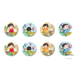 Set di cabochon in vetro per bambola, multicolore cupola rotonda flatback per ciondolo fascino borchie collana, gioielli che fanno crafting fornitura fai-da-te, set di 8
