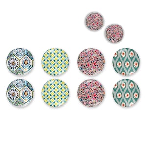 8 Stück runde Cabochon mit flacher Rückseite, MCM Muster Foto Glascabochon, 8 mm 10 mm 12 mm 14 mm 18 mm Cabochon für DIY Handwerk, Schmuckherstellung Perlen
