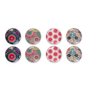 8 piezas Cabujones, Cabujón de vidrio con foto 18 mm 14 mm 12 mm 10 mm, Cabujón con patrón retro, Cabujones de vidrio con imagen para joyería - C1639